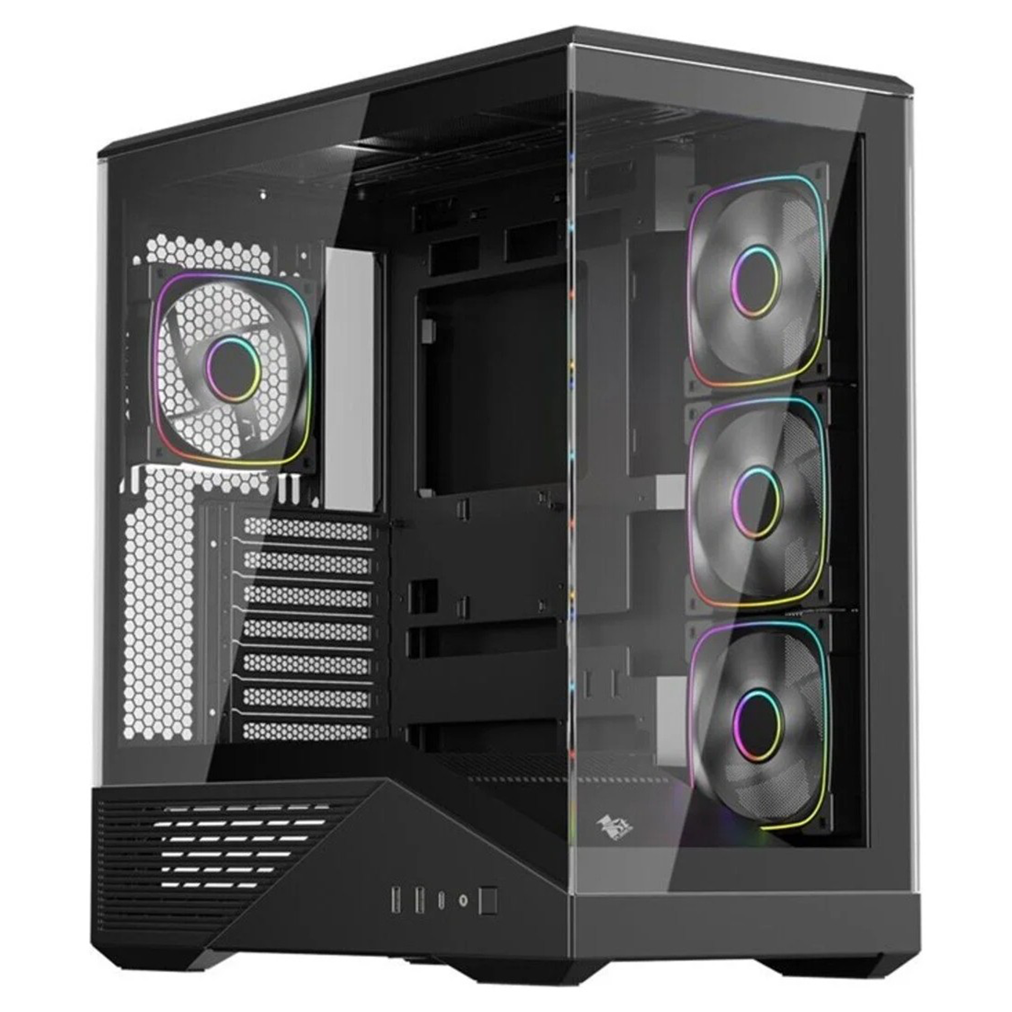 1ST Player GM7 BTF 750W 80+ Bronze Argb 4X12CM Fan Temperli Cam Usb 3.0 Type-C Atx Siyah Kasa 