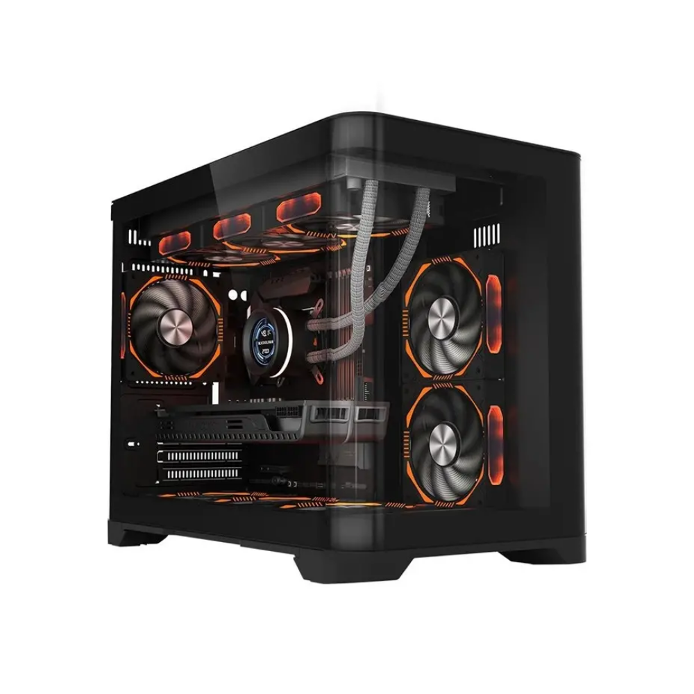 1ST Player Uview UV6 Siyah 750W 80+ Silver ATX 3.1 Argb 3X12CM  USB 3.0  Fan Panaromik Temperli Cam Kasa