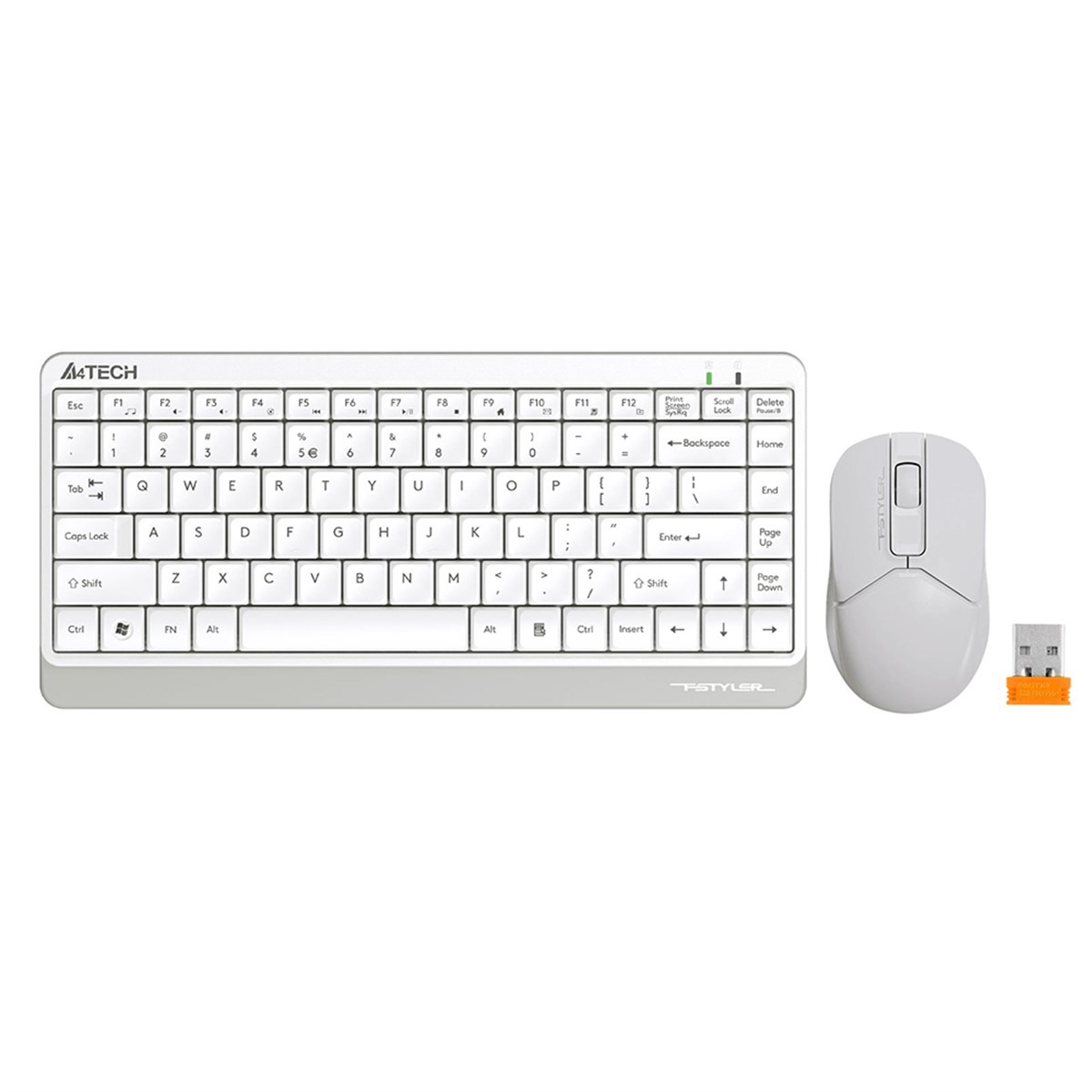 A4Tech FG1112 Mini USB Kablosuz Türkçe Multimedya Klavye + Mouse Set Beyaz