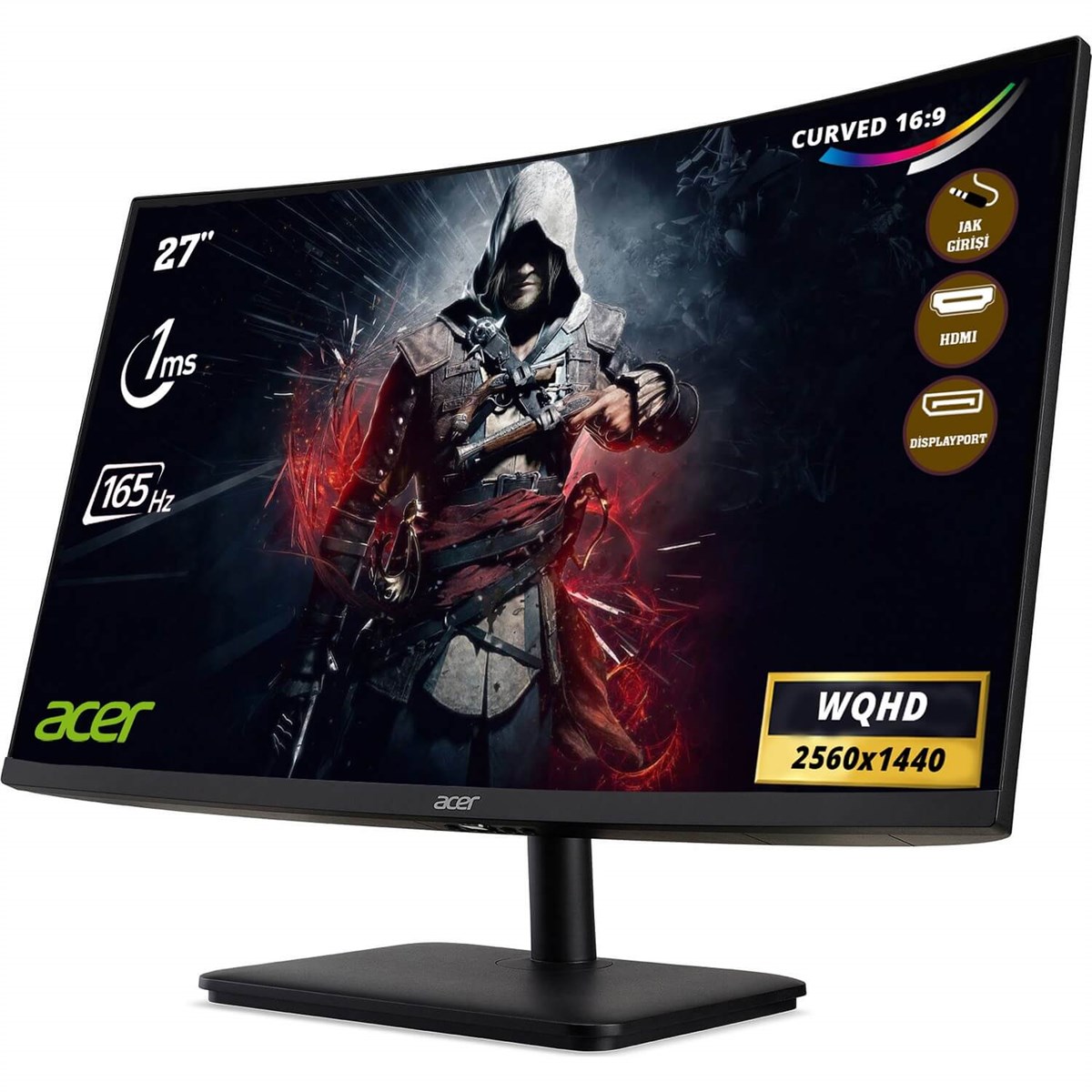 Acer ED270UP 27" 165Hz 1ms (HDMI+Display) Adaptive-Sync QHD Curved Monitör  UM.HE0EE.P10