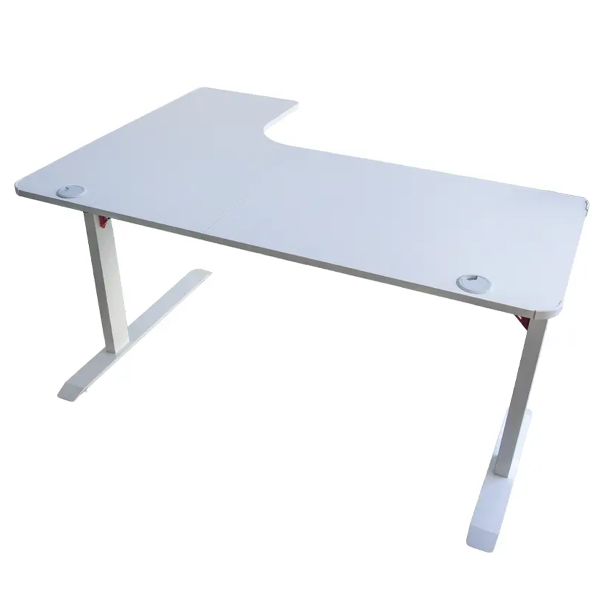 Adax EDGE L-R 1400mm L-Shaped Computer Desk with Ergonomic Cut-Out, Steel Frame, Cable Ports whıte Gaming Desk