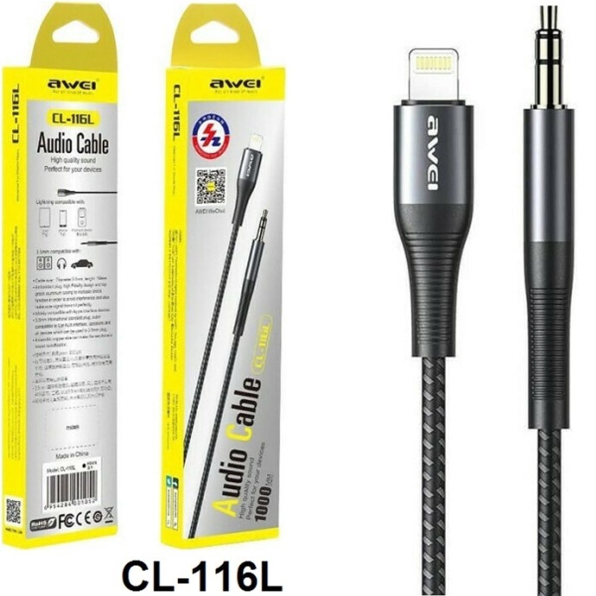 Awei CL-116L Lightning to AUX kulaklık 3.5mm jak ses kablosu