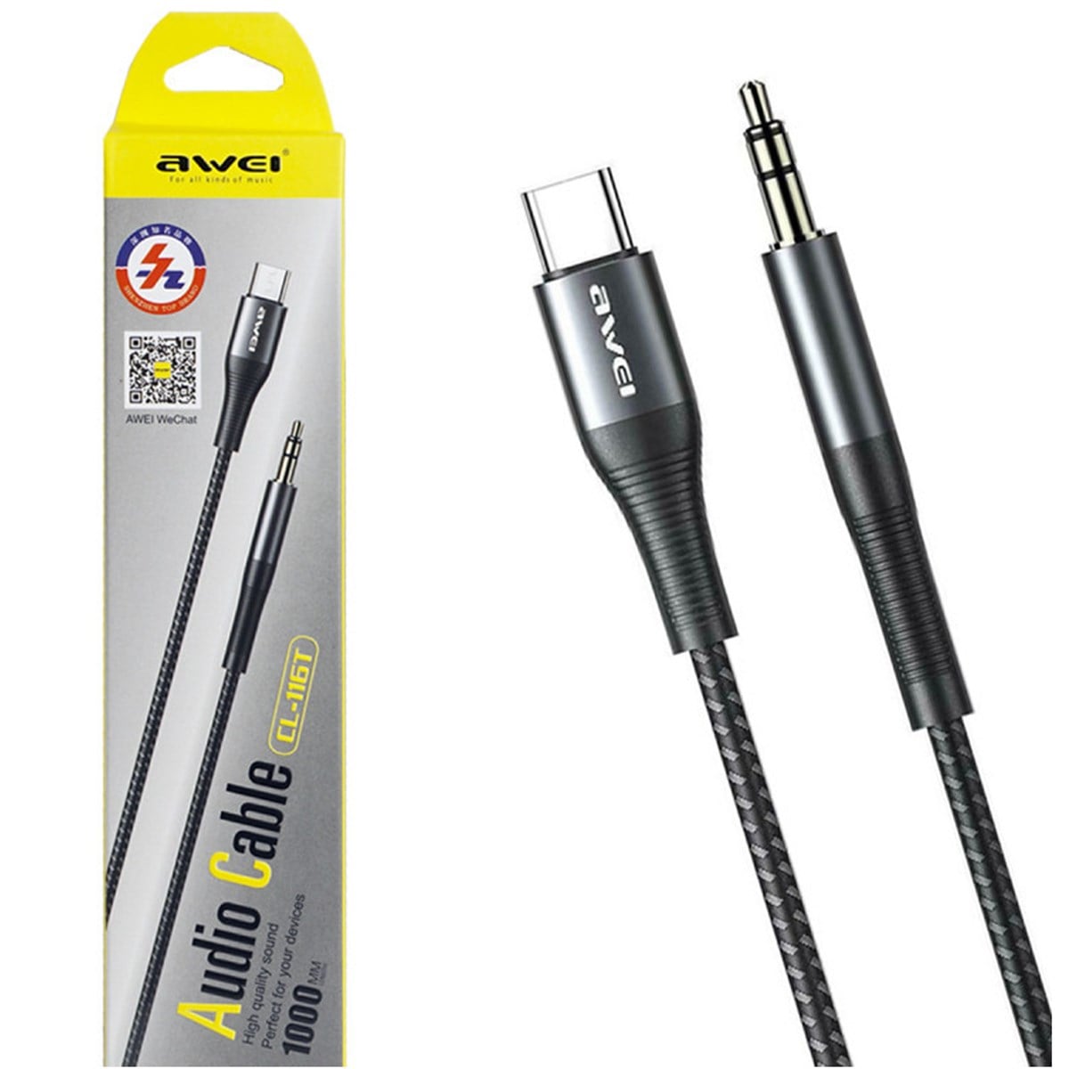 Awei CL-116T USB C AUX kulaklık 3.5mm jak ses kablosu