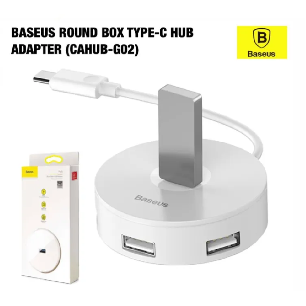 Baseus Round Box CAHUB-G02 TYPE-C Hub ÇIKIŞ:1XUSB 3.0/3XUSB 2.0/1XMicro Usb Giriş Type-C Beyaz