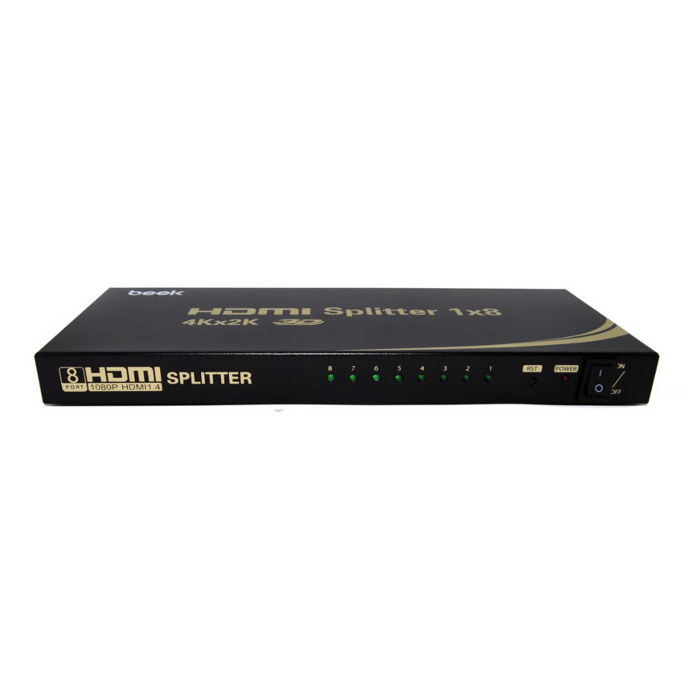 Beek BS-VSP-HA08UH 4K 8'li HDMI Video Çoklayıcı 3840 x 2160 piksel çözünürlük, HDCP 2.3, metal şasi, siyah renk HDMI Splitter