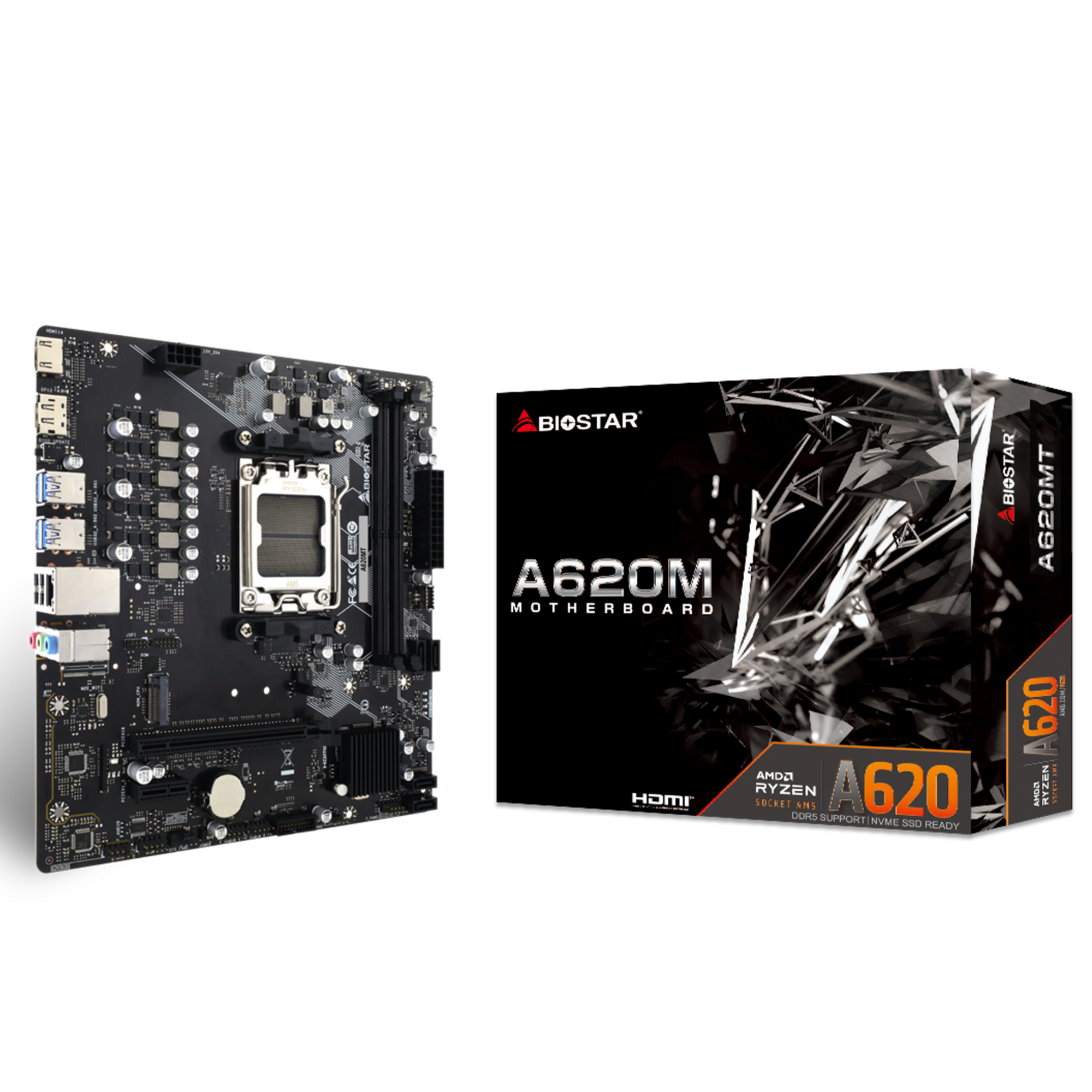 Biostar A620MT-E 2.0 AMD AM5 DDR5 8000(OC) HDMI DP M2 mATX Anakart