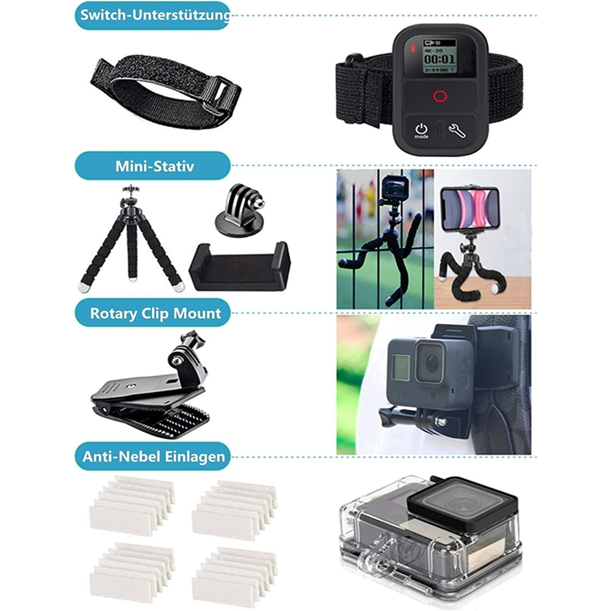 Daytona Gopro Kit Aksiyon Kamera Seti 74IN1 Çantalı Profesyonel