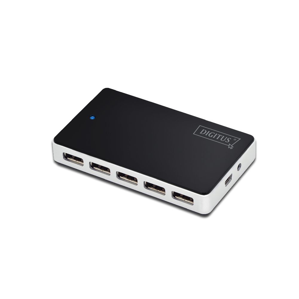 Digitus 10 Port USB Hub, DA-70229 USB 2.0  Güç adaptörlü plastik Hub
