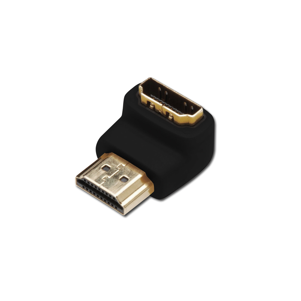 Digitus AK-330502-000-SHDMI Adaptör, HDMI A erkek - HDMI A dişi, 90 derece açılı, siyah renk, altın kaplama