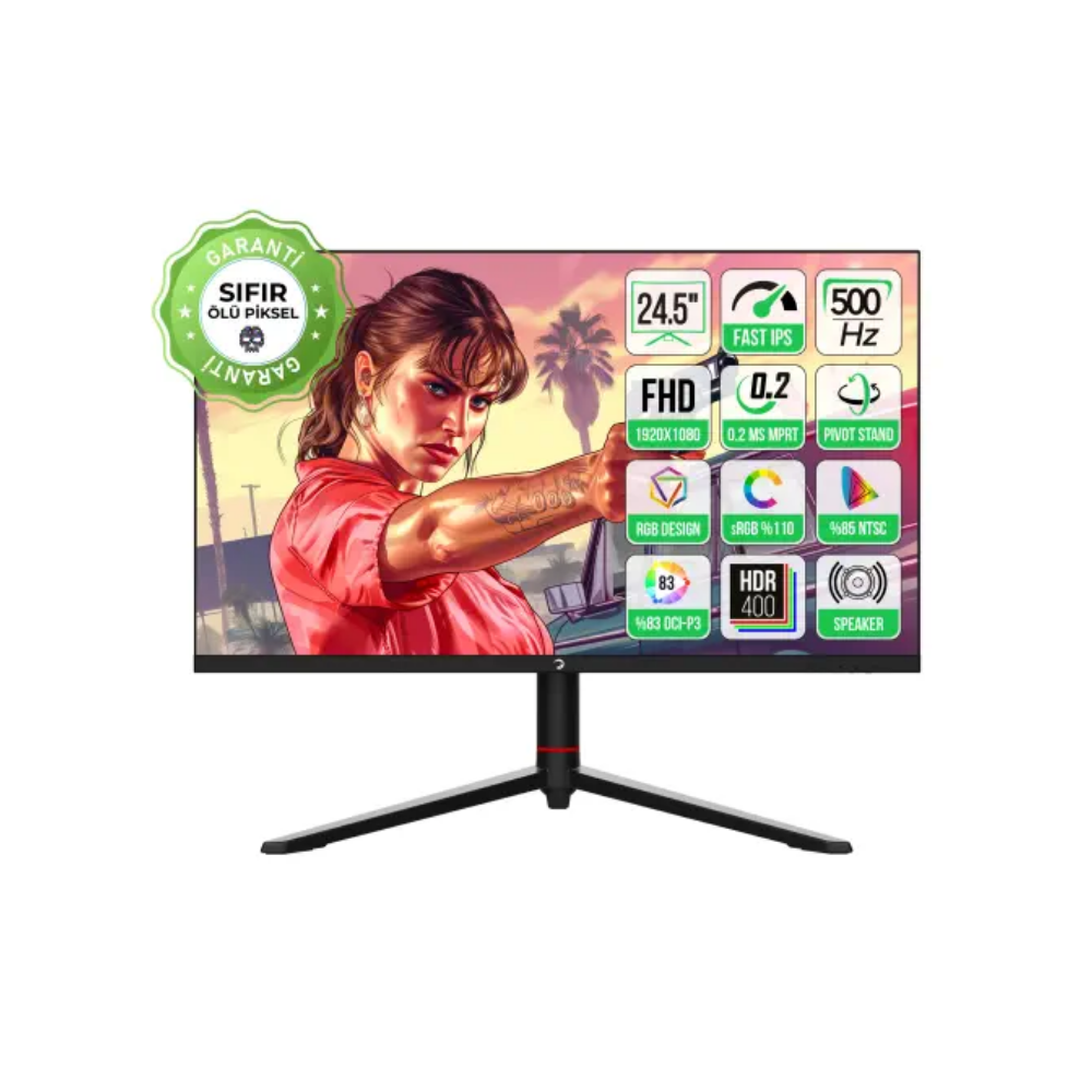 GamePower 24.5 inch Scorp S10 RGB 500HZ 0.2MS FHD Flat IPS Pivot HDR400 Speaker Gaming Monitör