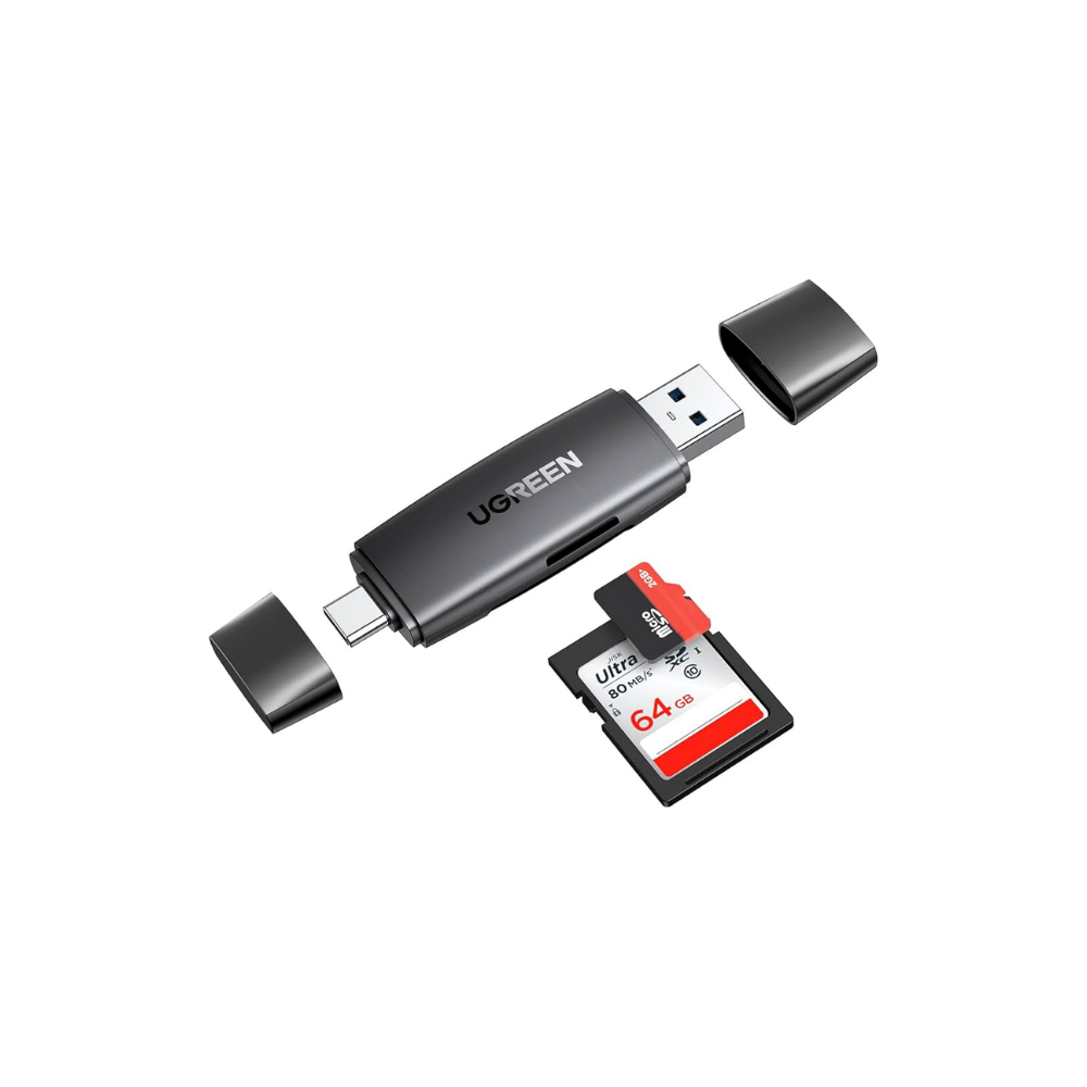 Green Lion 3'ü 1 Arada Kart Okuyucu, USB-A ve USB-C Bağlantı Noktalarıyla - Gri 974288