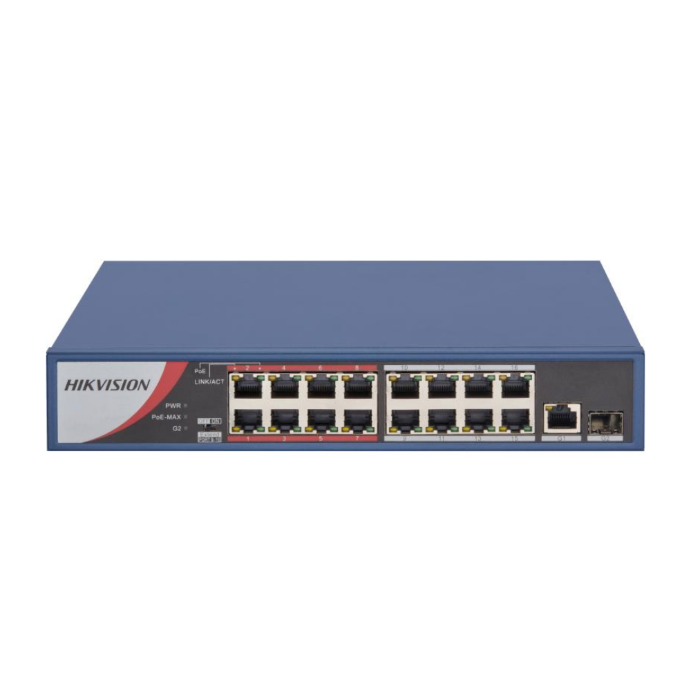 Hikvision 16 Portlu DS-3E0318P-E/M(B) 130w 10/100 Fast Ethernet 1xSfp Poe Switch