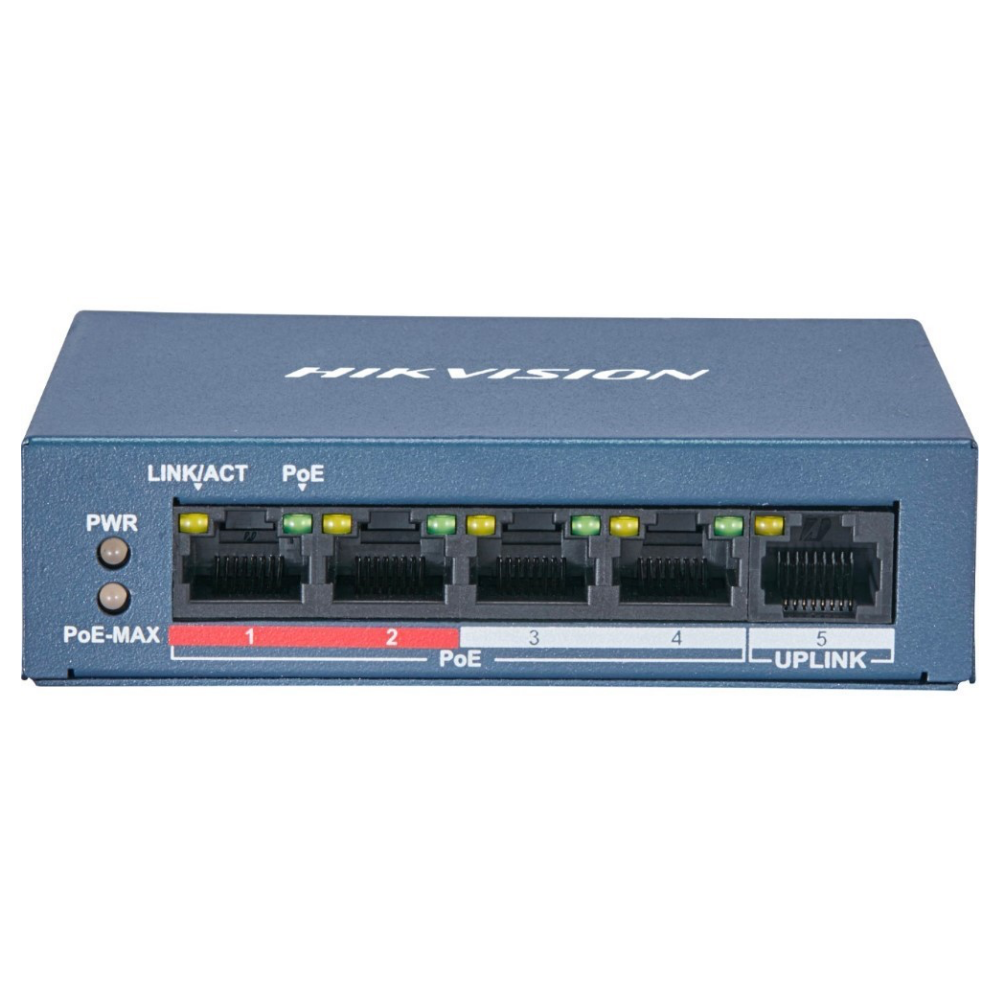Hikvision DS-3E0105P-E/M(B) 4 PORT 10/100 + 1X10/100 UPLINK 58W Poe Metal Kasa Switch 