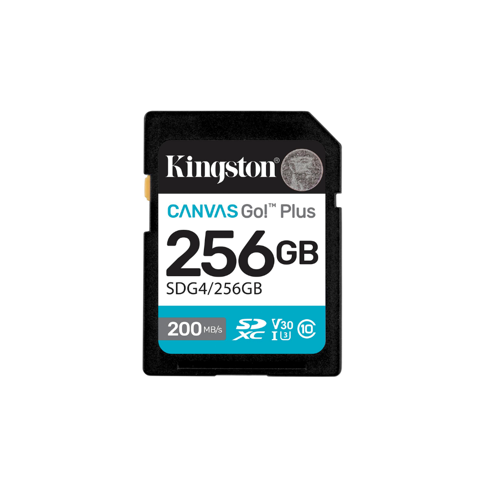 Kingston 256Gb SD Canvas Go+ 200MB/s Okuma 160MB/s Yazma Class 10, UHS-I, U3, V30 SDG4/256GB Hafıza Kartı 
