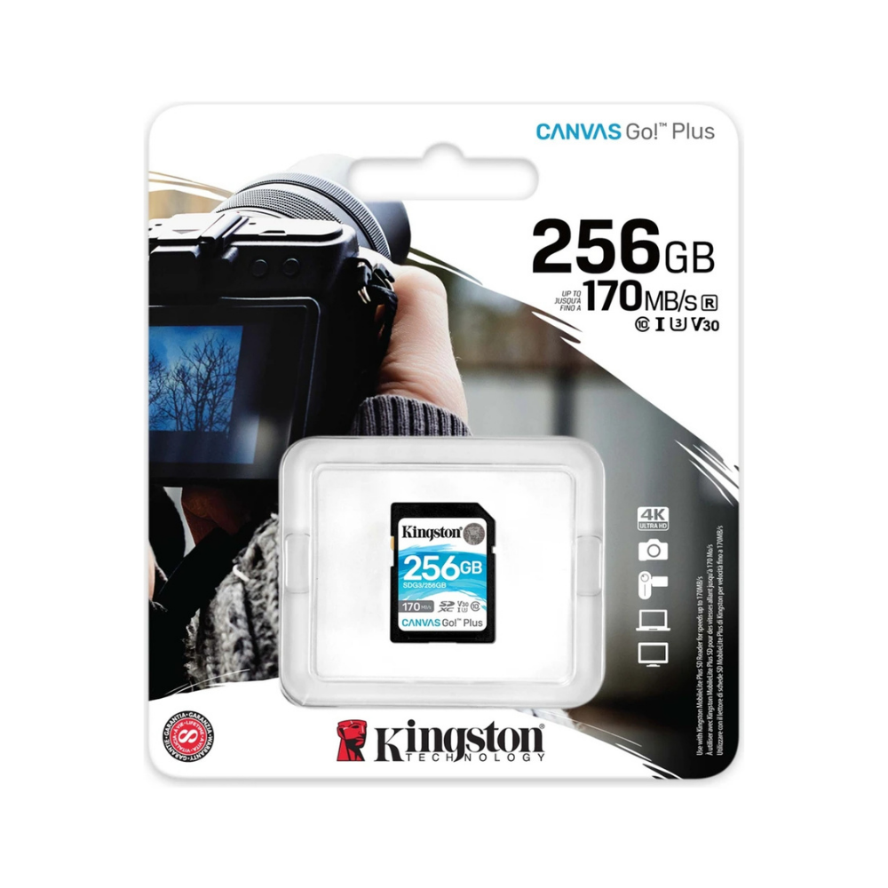 Kingston 256GB SDXC Canvas Go Plus 170 mb/s C10 UHS-I U3 V30 SDG3-256GB Hafıza Kartı