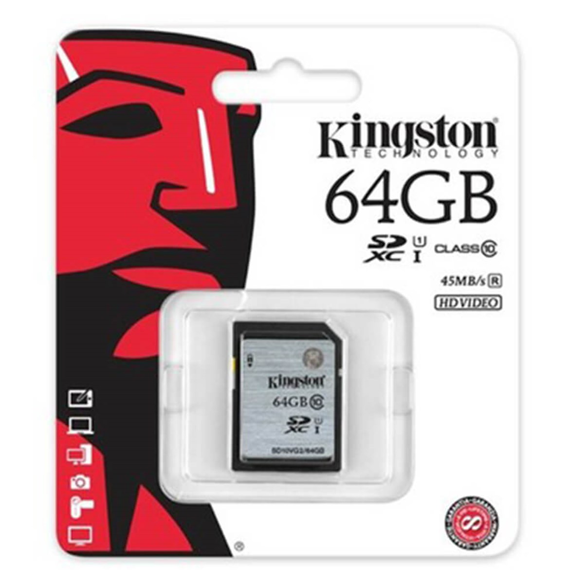 Kingston 64GB Class10 UHS-I SDXC Hafıza Kartı (45MB/s) SD10VG2/64GB