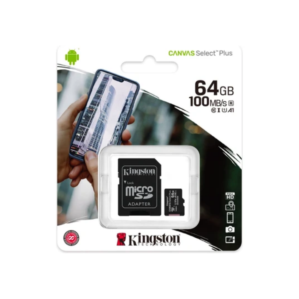 Kingston Canvas Select Plus 64GB Class 10 SDCS3/64GB 100MB/s MicroSD Hafıza Kartı