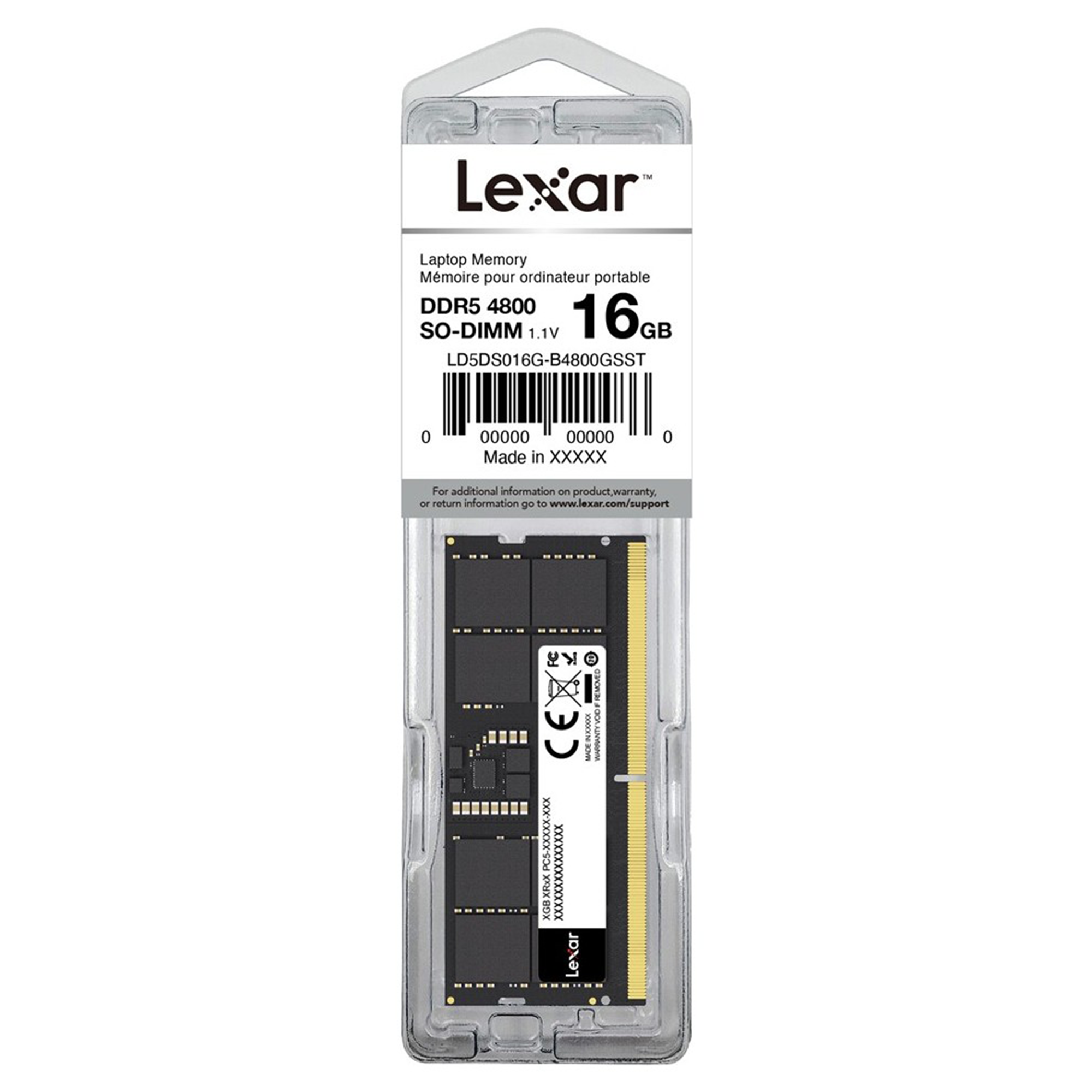 Lexar 16GB Ddr5 4800Mbps CL40 1.1V 262 Pin LD5DS016G-B4800GSST Notebook Ram