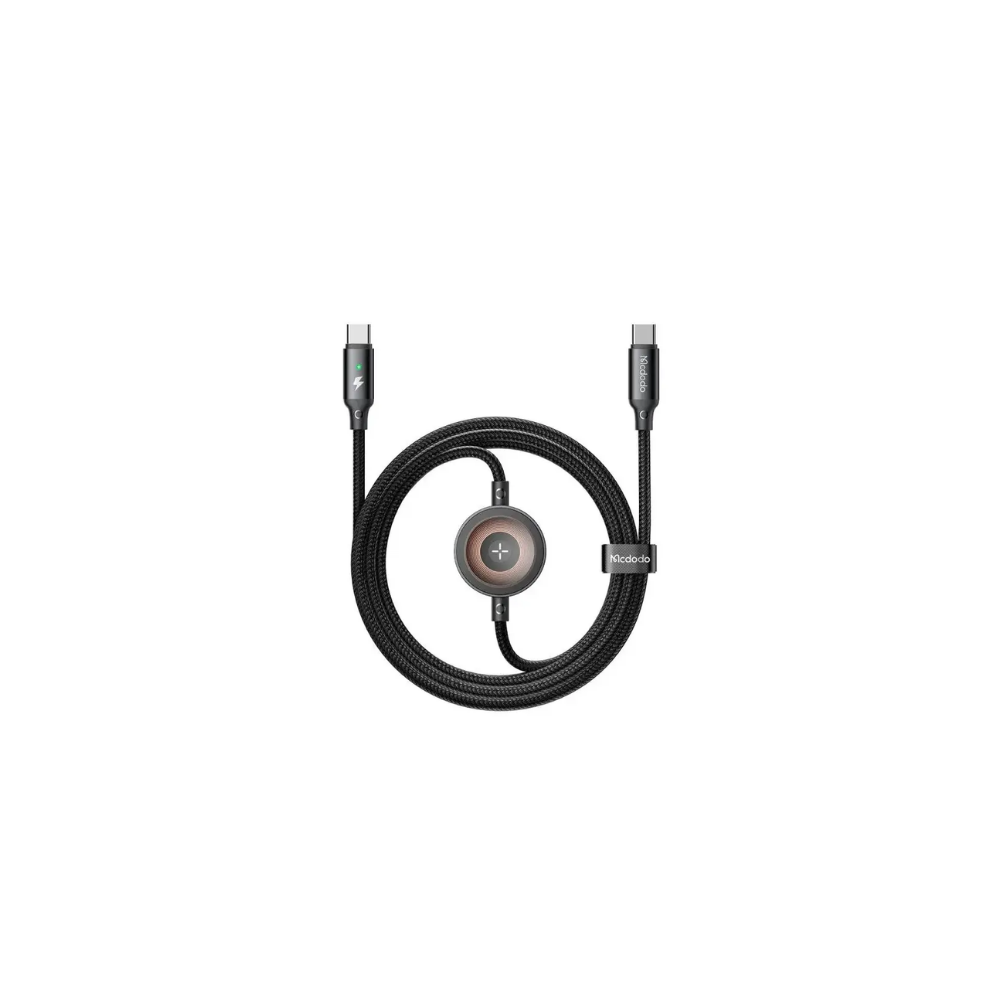 McDodo 2 in1 60W USB-C to USB-C+ Wireless Charger for Apple Watch 1.5m CA-2580 Black Cable