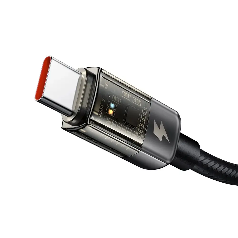 McDodo Auto Power Off 100W Type-C to Type-C Transparent 1.2m CA-2840 Black Data Cable