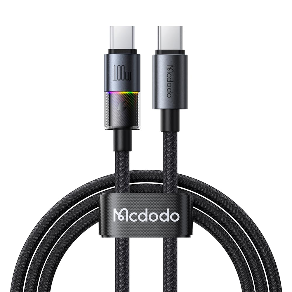 McDodo USB-C to USB-C 1.2m Black Cable with 7 Colorful Lights CA-8200