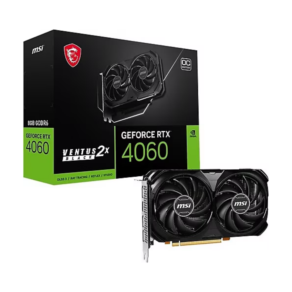 MSI GeForce RTX 4060 VENTUS 2X BLACK 8G OC GDDR6 128Bit DX12 DLSS 3 Gaming (Oyuncu) Ekran Kartı
