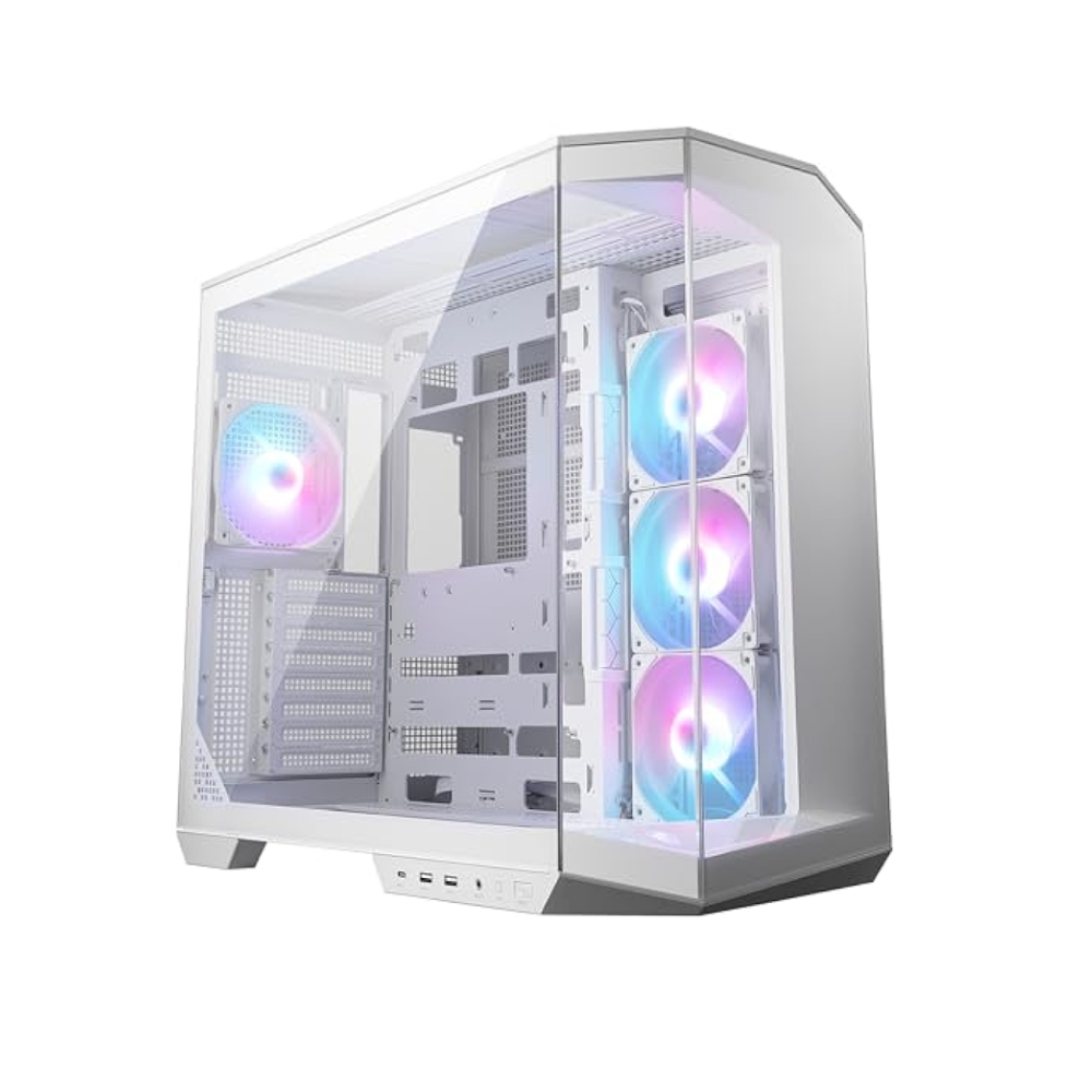 MSI MAG PANO 100R PZ ARGB ATX Beyaz Mid Tower Kasa PSU YOKTempered Glass, 3x12cm,1x12cm,Panaromik