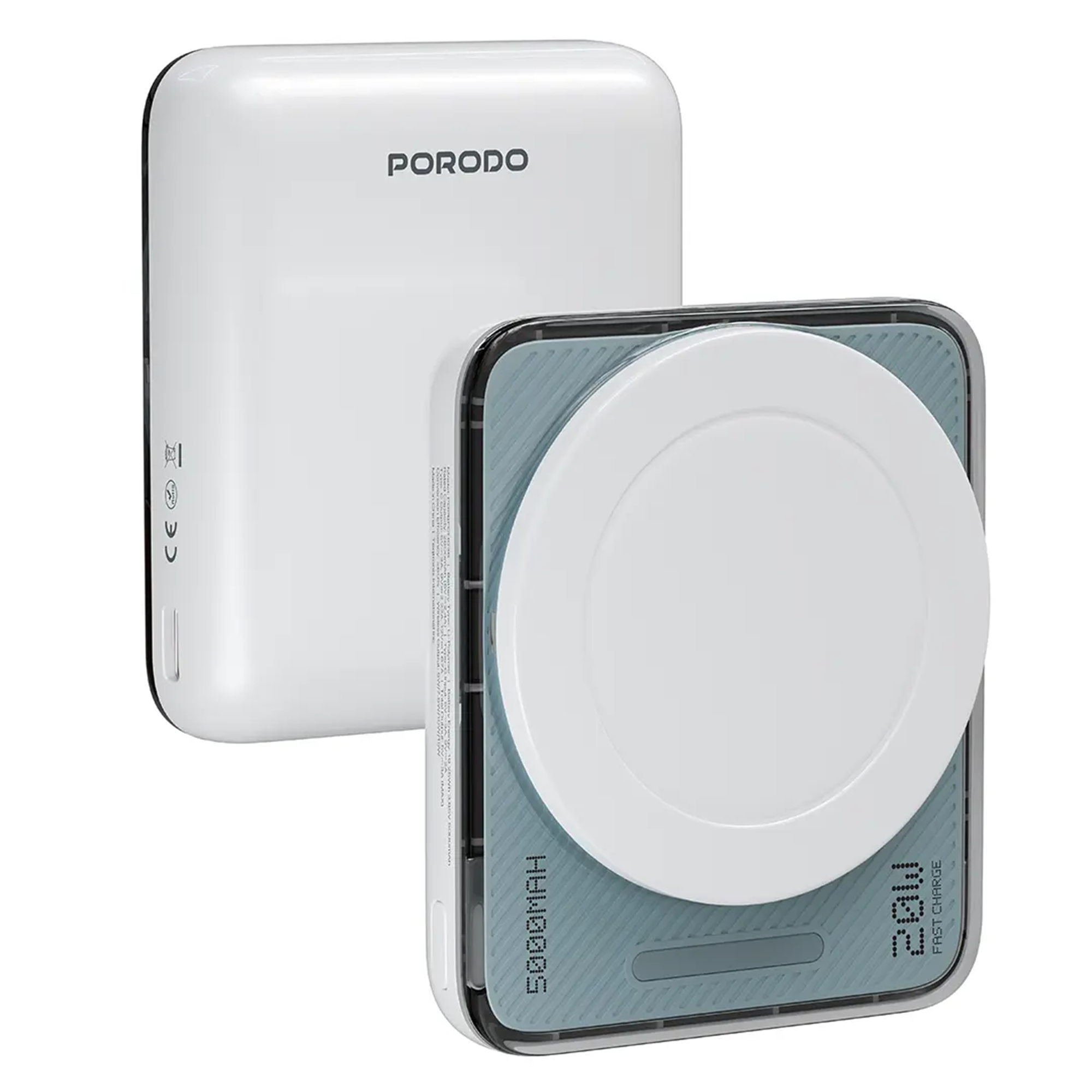 Porodo Sovo 10000mAh MagSafe Şarj LED Işıklı Power Bank - Beyaz