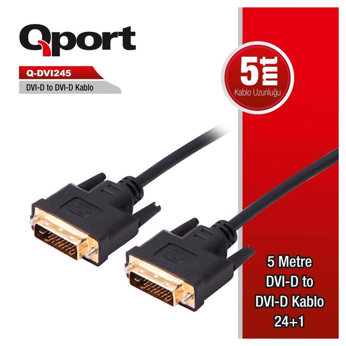 QPort Q-DVI245 DVI-D 24 + 1 5 Metre Kablo