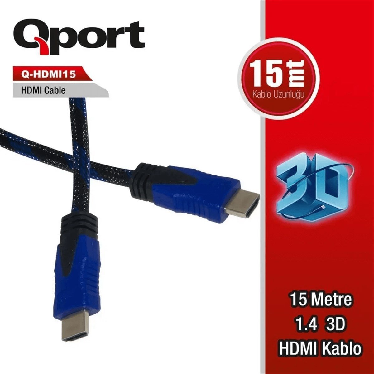 Qport Q-HDMI15 15m Hdmi Kablo 1.4V 3D / Altın Uçlu