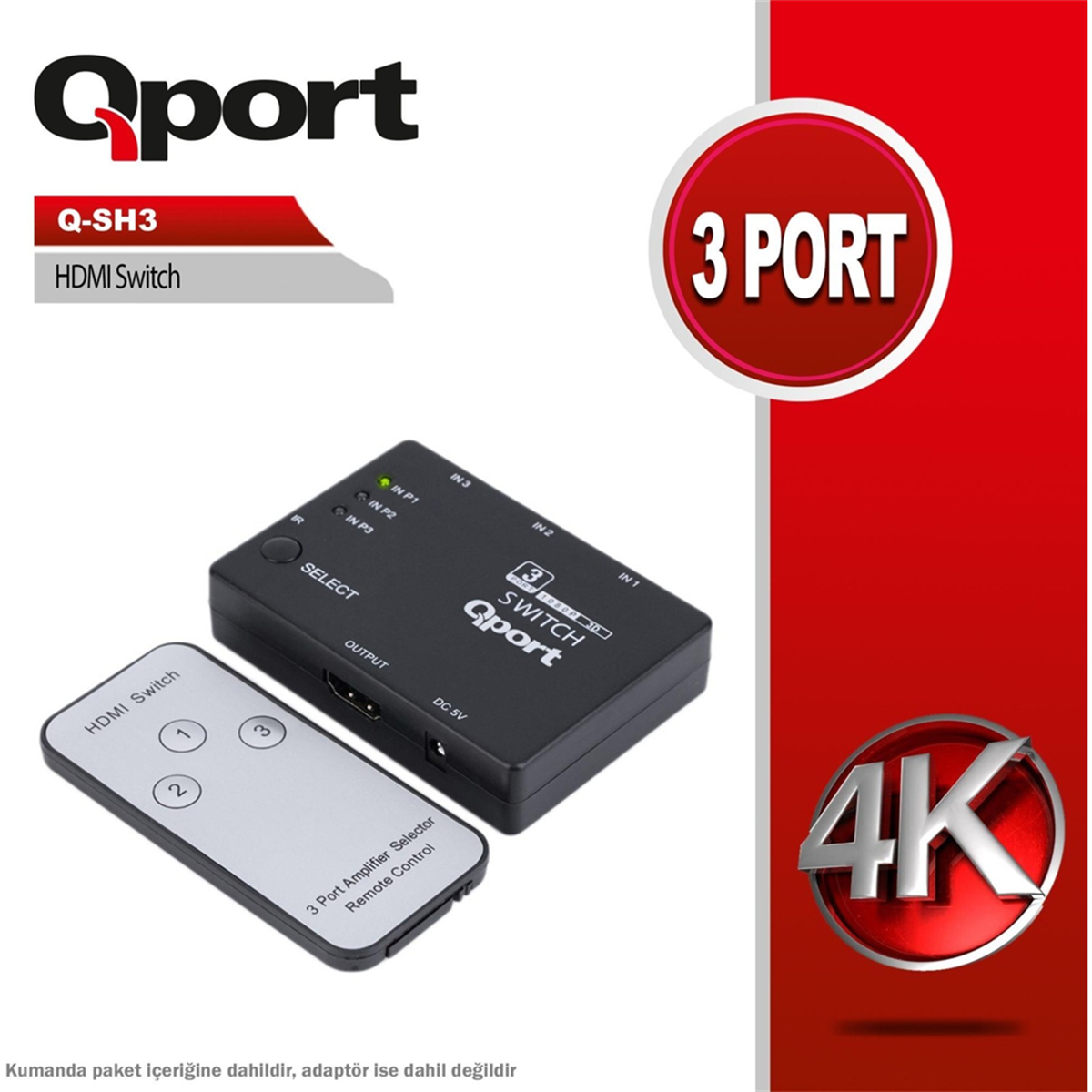 Qport Q-Sh3 3 Portlu HDMI Swıtch