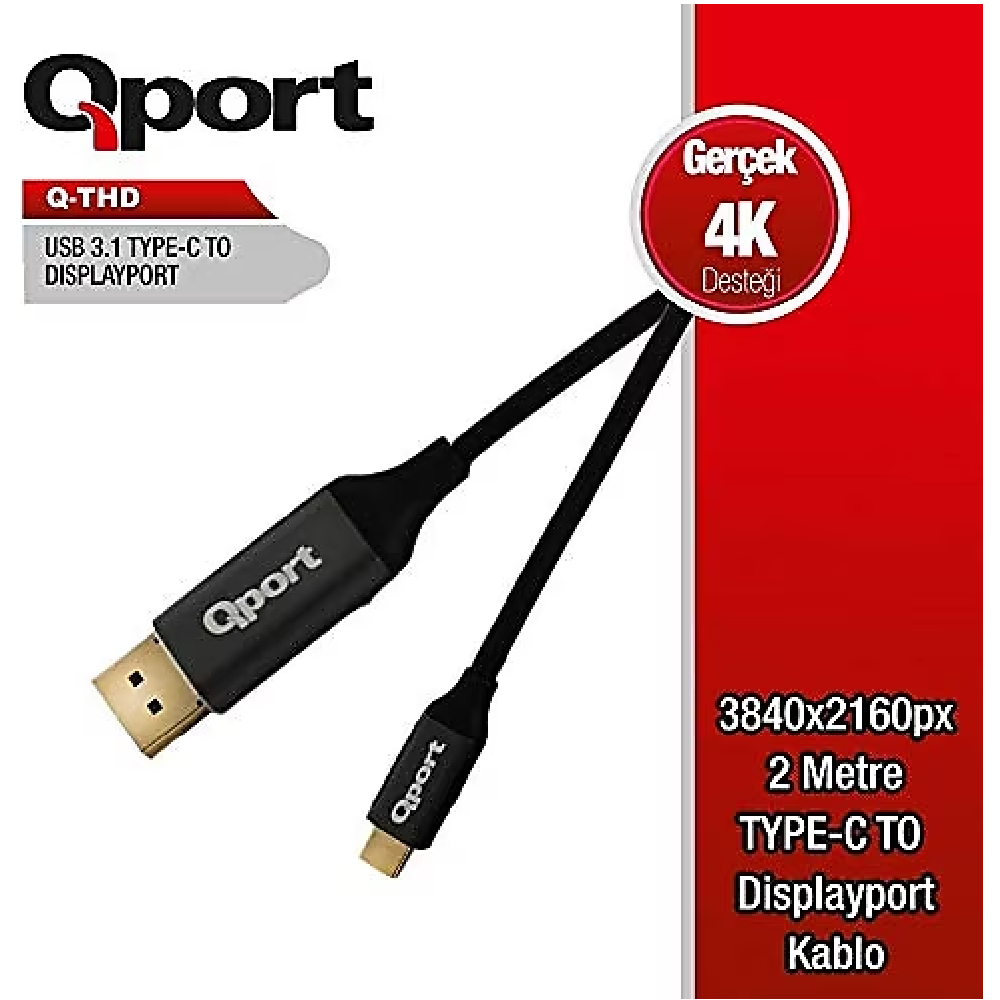 Qport-Q-thd Type-c To Dp 60hz 4k 2mt Çevirici Kablo