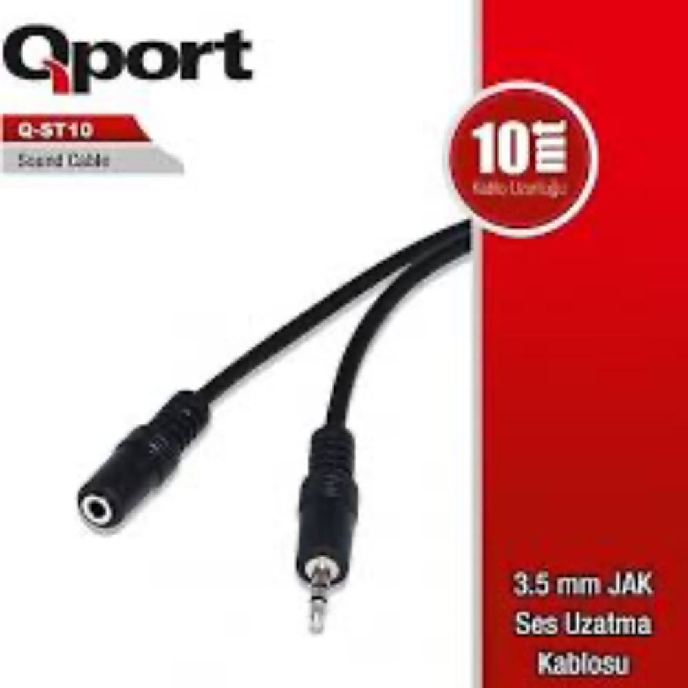 Qport Qst-10 3,5mm Jak 10MT Ses Uzatma Kablosu