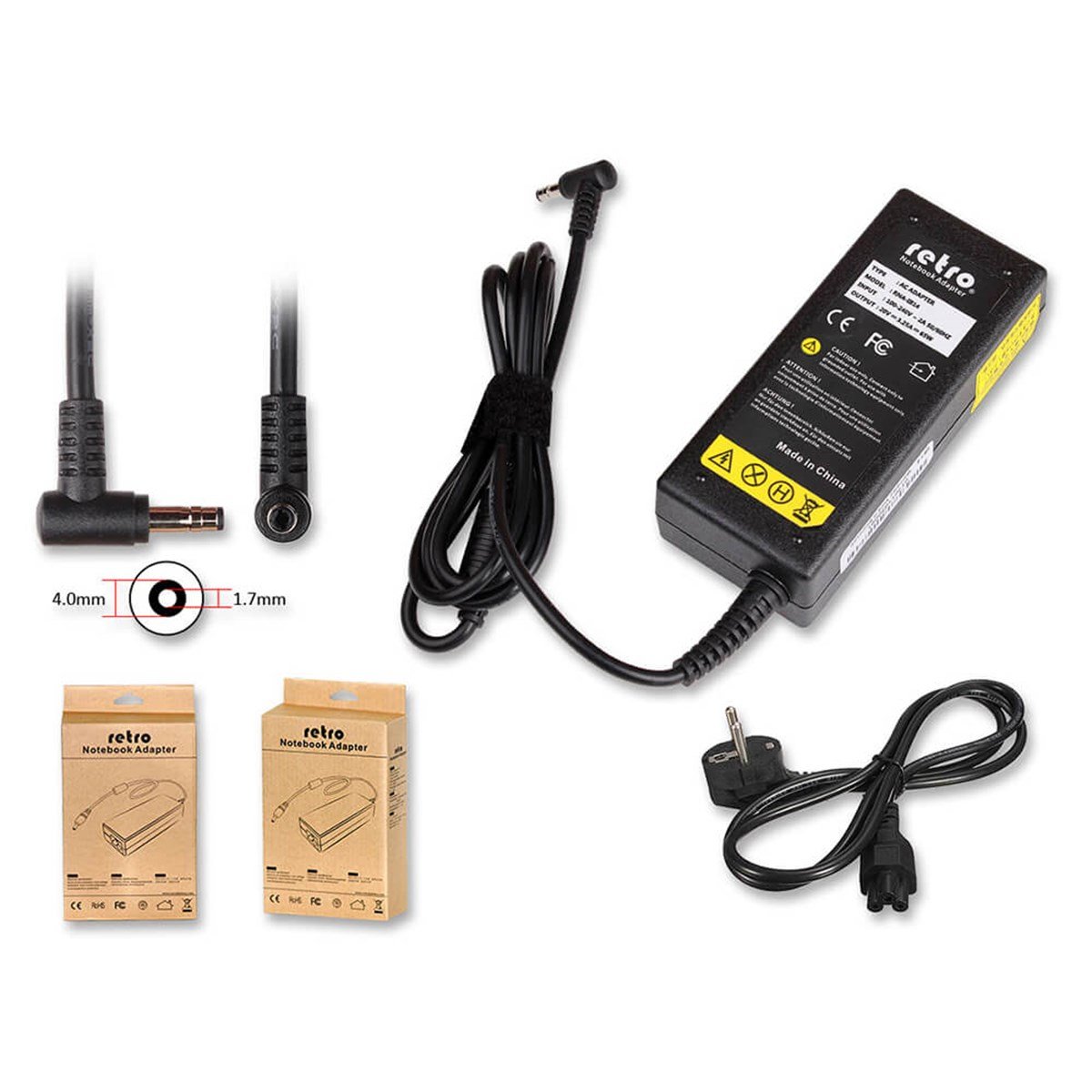 RETRO RNA-IB14 Lenovo İnce Uç 20V 3.25A 65W 4.0x1.7mm Notebook Adaptör