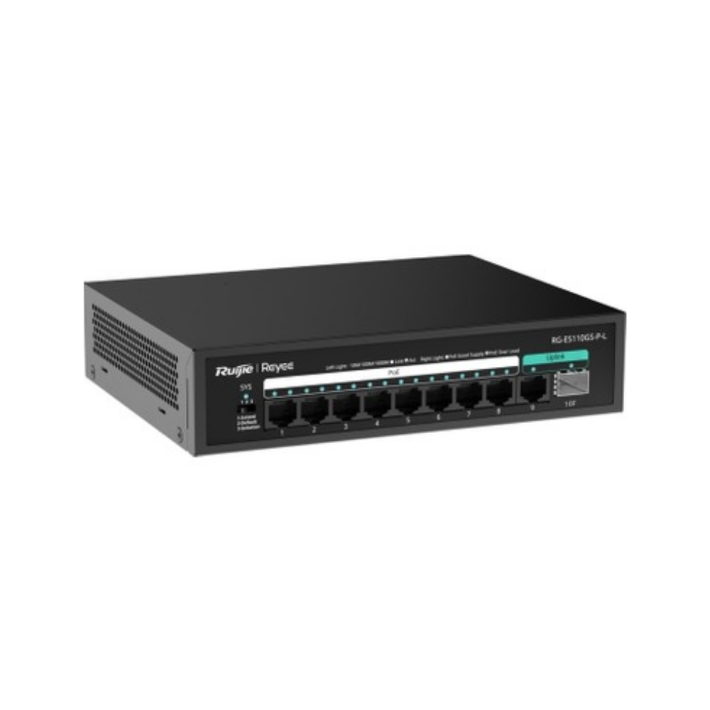Reyee RG-ES110GS-P-L 10 Portlu, 10/100/1000 Gigabit, Tak Çalıştır Switch, 1 Sfp, 1 Gigabit RJ45 Uplink, 8 Port Poe+ (120W)