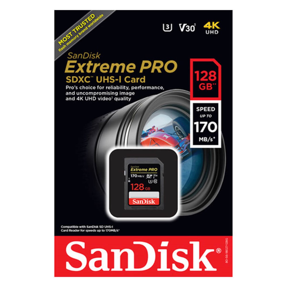 Sandisk Extreme Pro 128GB SDXC Card 128GB 170MB/s V30 UHS-I U3 Hafıza Kartı
