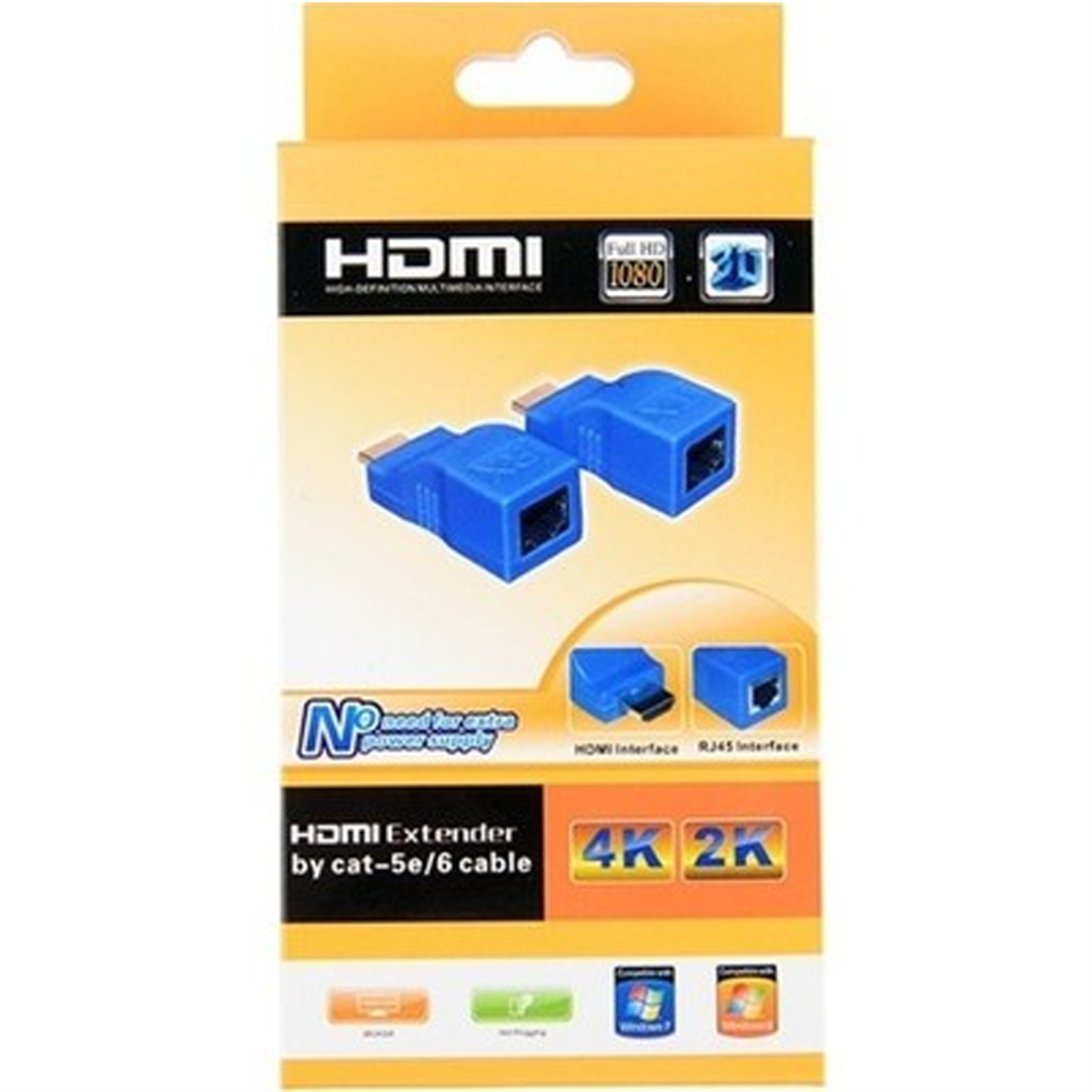 Sensei CAT5/6 1080P Çevirici 2li Adaptör Mavi 30MT Hdmi Extender 