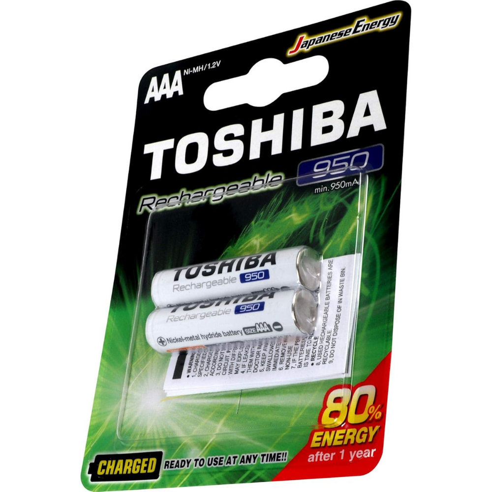 Toshiba TNH-03GAE BP-2C AAA Rechargeable Batteries, 950 mAh, 2 li Pil