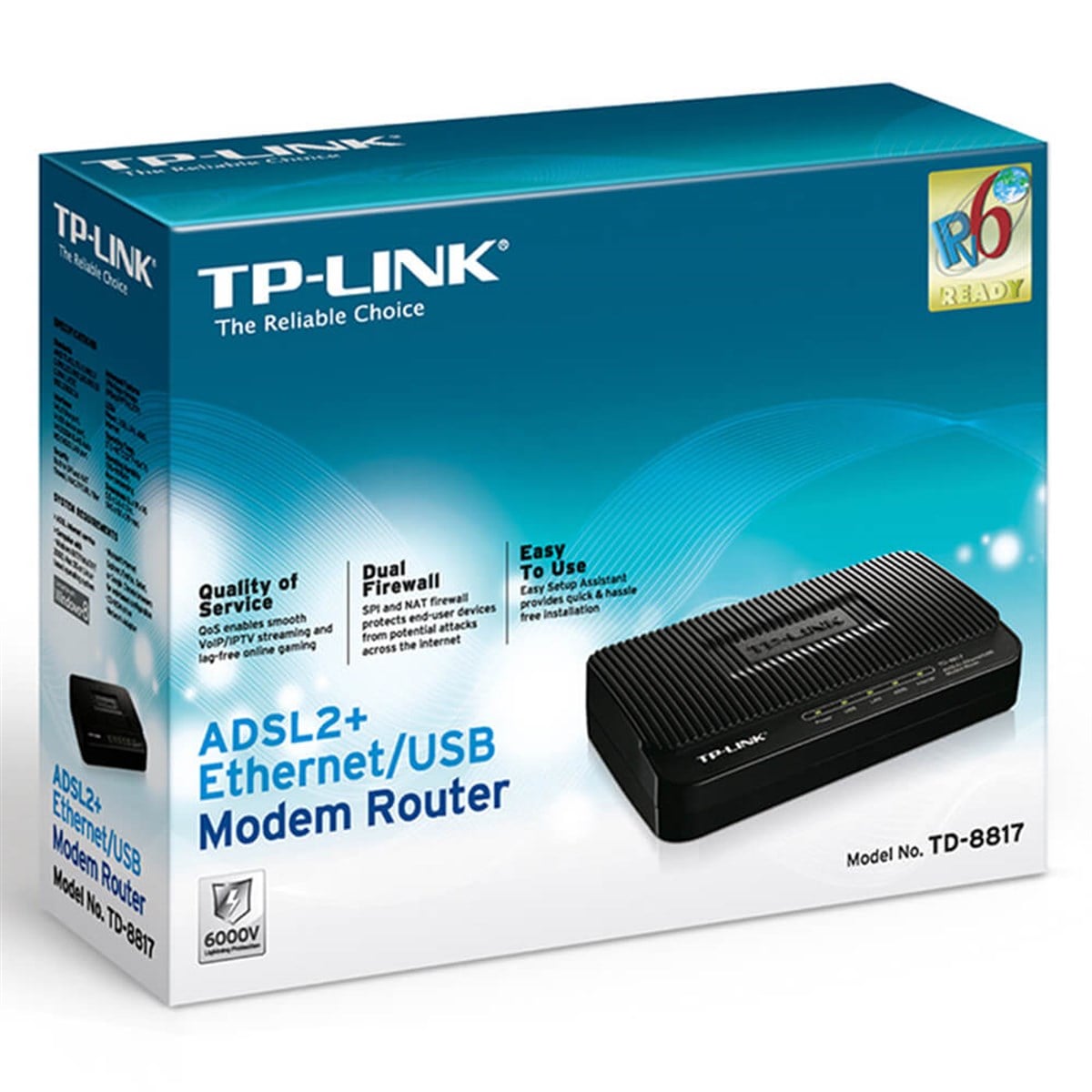 TP-LINK ADSL2/2 +ETHERNET/USB ROUTER TD-8817