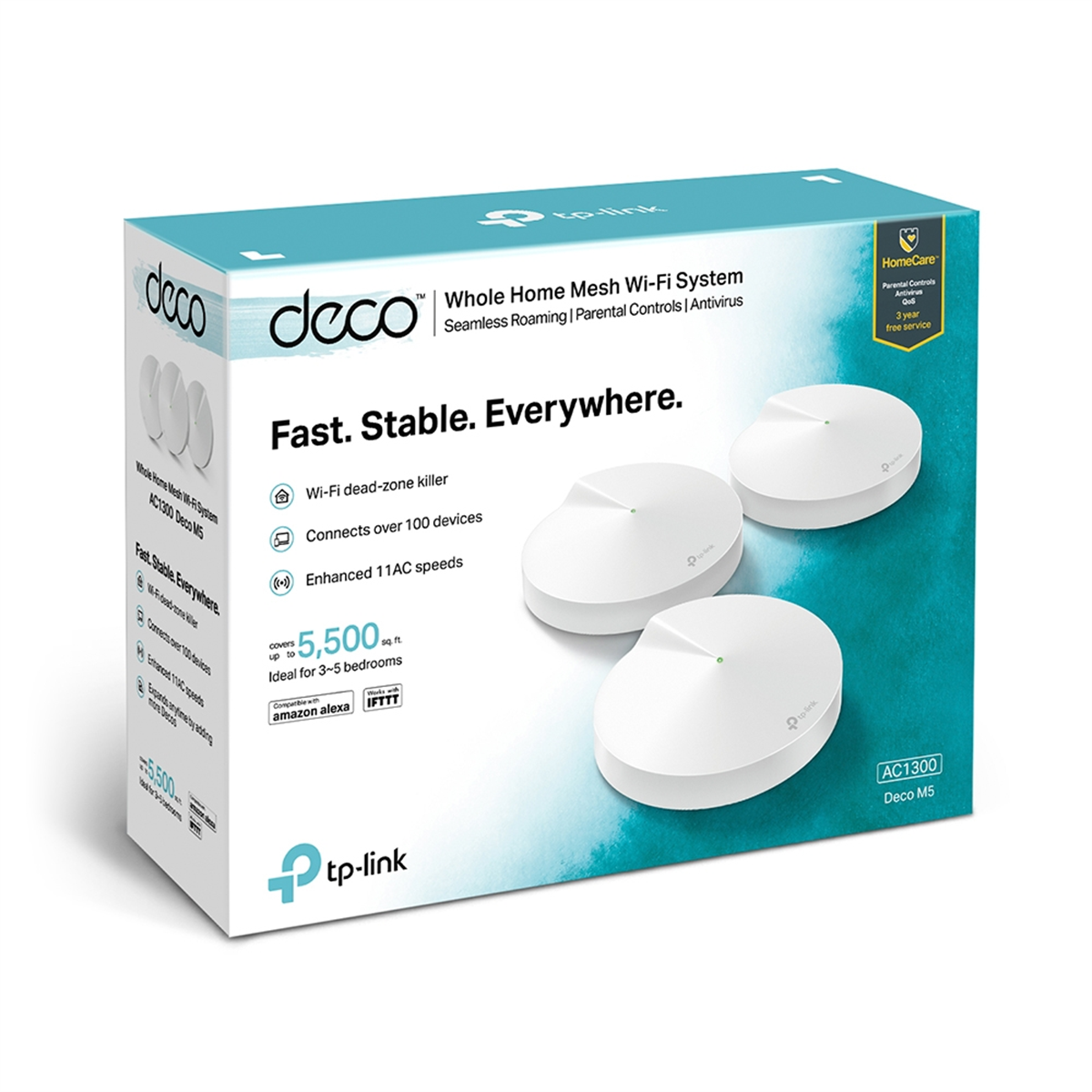 TP-Link Deco M5 3P AC1300 Mesh Router (Üçlü) Paket