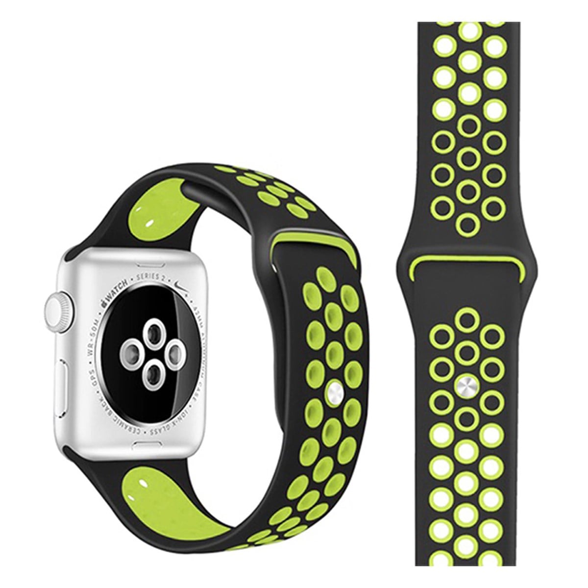 Wiwu Apple Watch 42-44mm Uyumlu Yeşil/Siyah Spor Silikon Kordon