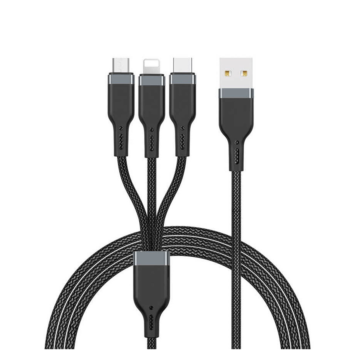 Wiwu ED-104 3 In1 USB Şarj ve Data Kablosu 3A 1.2 mt Siyah
