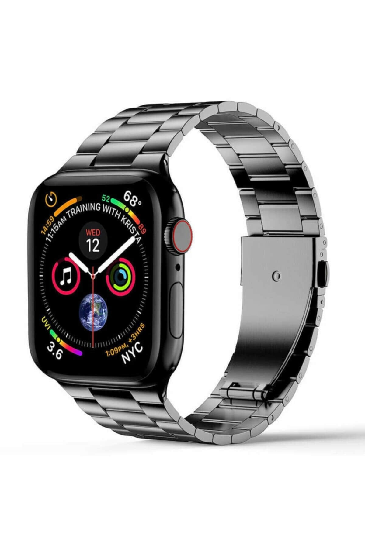 Wiwu Ultra Thin Steel Belt Apple Watch 42/44mm Three Beads Metal Kordon Gri
