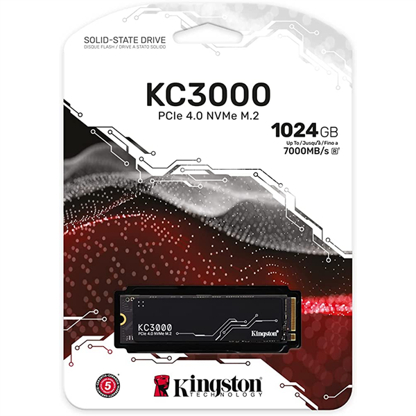 Kingston KC3000 1TB SSD m.2 PCIE 4.0 NVMe SKC3000S/1024G 7000-6000MB/s , NVME,Gen 4