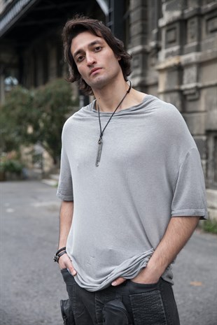 Düşük Omuzlu Örme T-Shirt