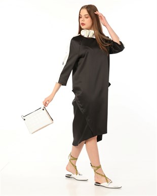 Oversize Midi Siyah Elbise