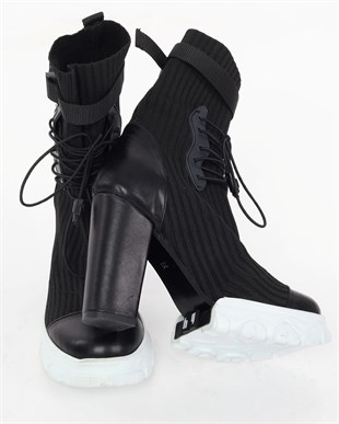 Triko Detaylı Topuklu Ayakkabı