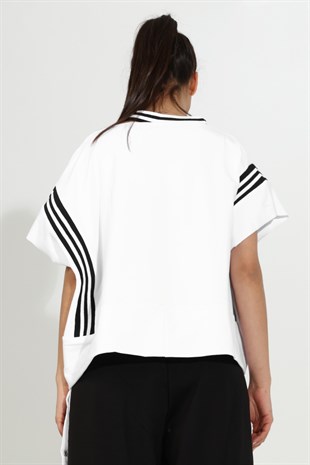 Triko Detaylı Oversize Bluz