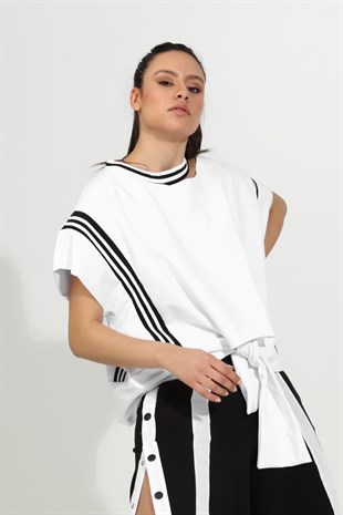Triko Detaylı Oversize Bluz