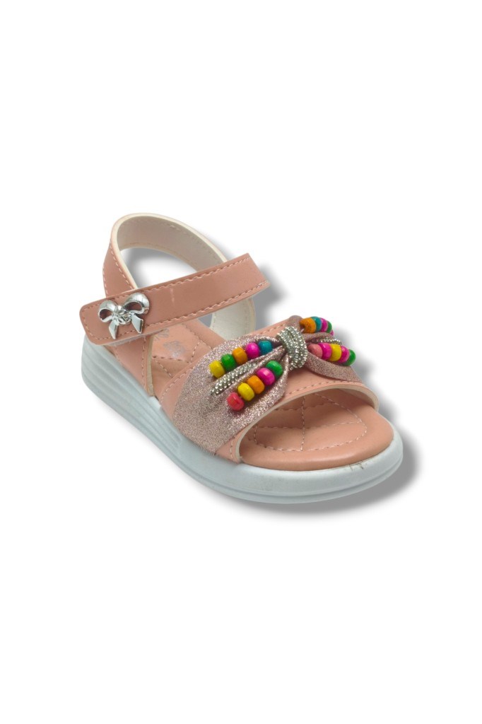 Butiqe 1810-26 Simli Renkli Boncuk Taşli Anatomik Kız Çocuk Sandalet 26-30